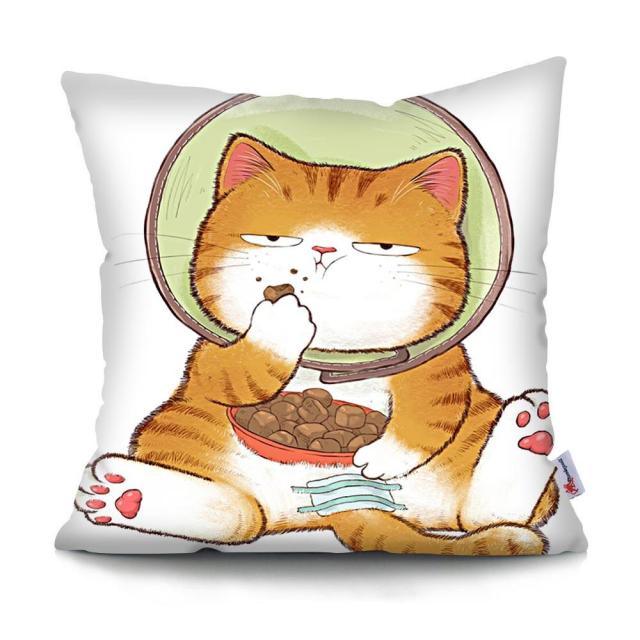 Funny Cute Cat Plush Cushion Pillow Covers Cat Pillow Cases Animal Kitty Pillowcase Cotton Linen Cushion Cover For Couch Cover Pillows Cases For Sofa Home Decoration Pillowcase Polyester Throw Pillow Case 45x45CM