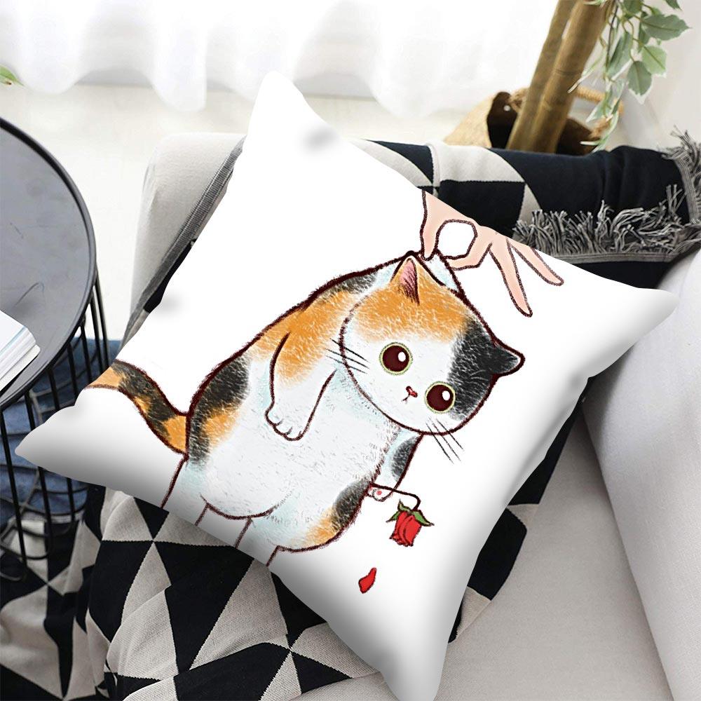 Funny Cute Cat Plush Cushion Pillow Covers Cat Pillow Cases Animal Kitty Pillowcase Cotton Linen Cushion Cover For Couch Cover Pillows Cases For Sofa Home Decoration Pillowcase Polyester Throw Pillow Case 45x45CM