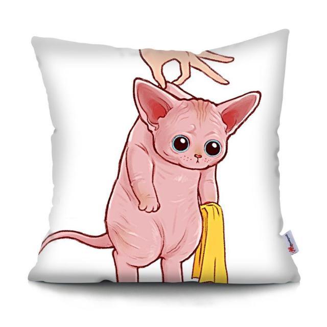 Funny Cute Cat Plush Cushion Pillow Covers Cat Pillow Cases Animal Kitty Pillowcase Cotton Linen Cushion Cover For Couch Cover Pillows Cases For Sofa Home Decoration Pillowcase Polyester Throw Pillow Case 45x45CM