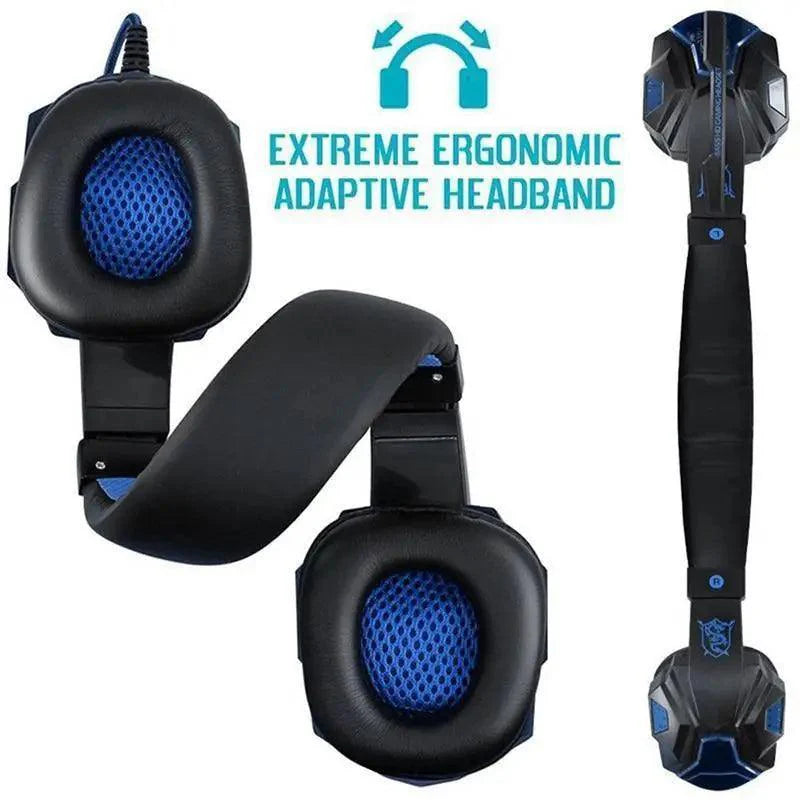 Gaming Red Black Wired Headset Stereo Gamer Headphone Noise Cancelling Over Ear Headphones With Mic LED Light Bass Surround Soft Memory Earmuffs For Laptop