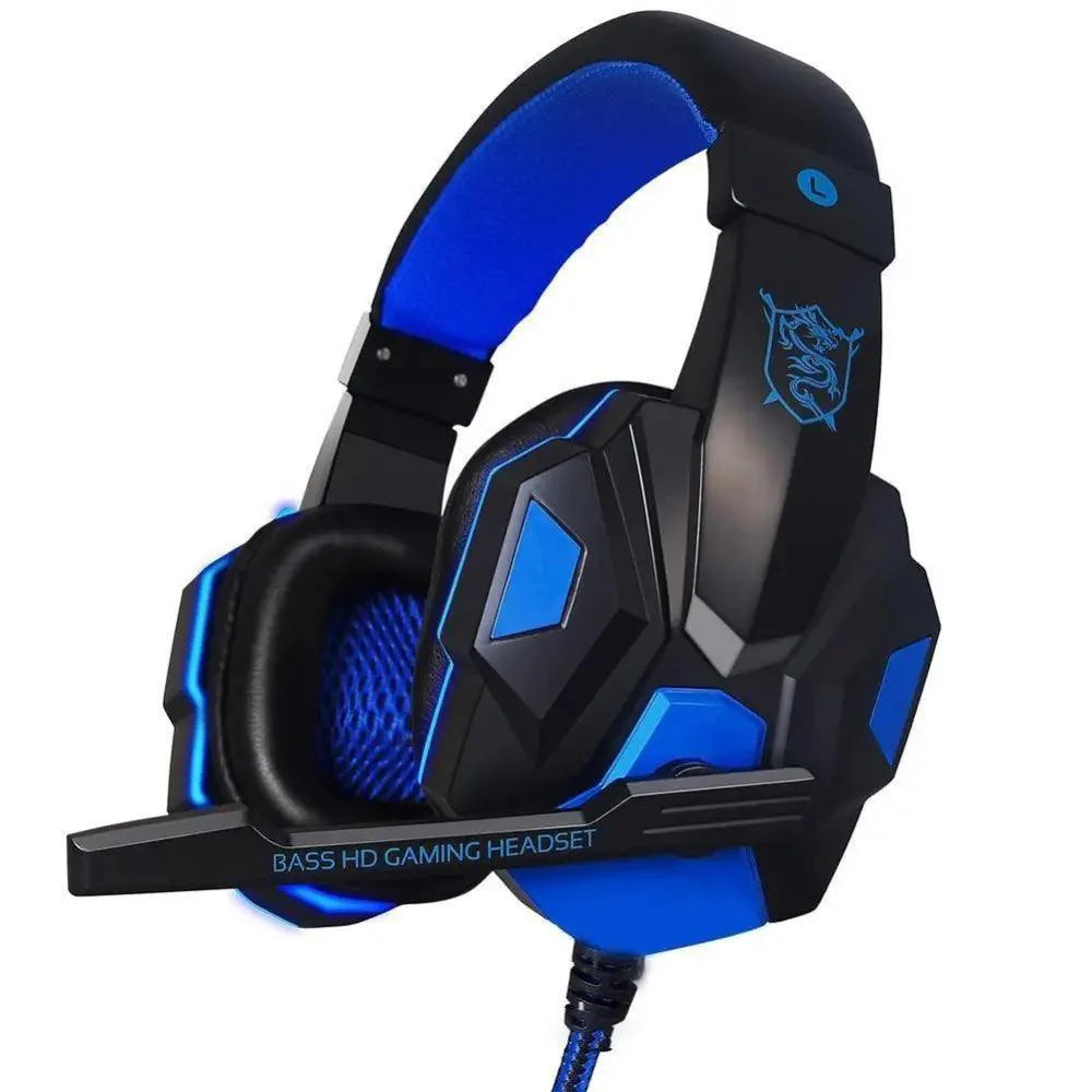 Gaming Red Black Wired Headset Stereo Gamer Headphone Noise Cancelling Over Ear Headphones With Mic LED Light Bass Surround Soft Memory Earmuffs For Laptop
