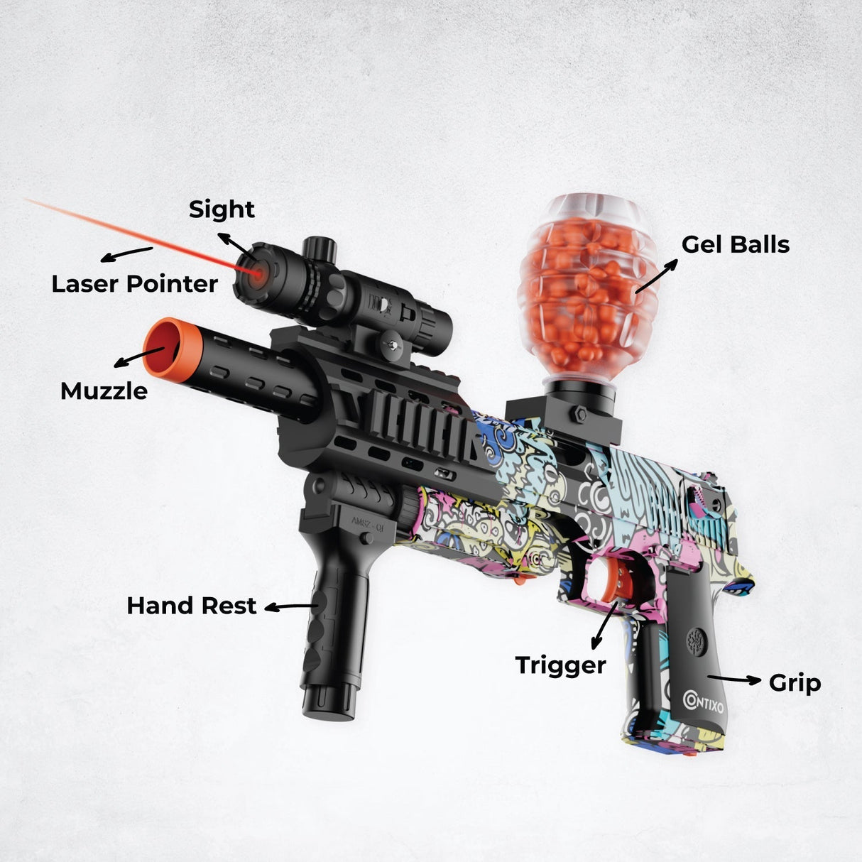 Contixo GB1 Graffiti Automatic Gel Ball Blaster With 30,000 Gel Beads