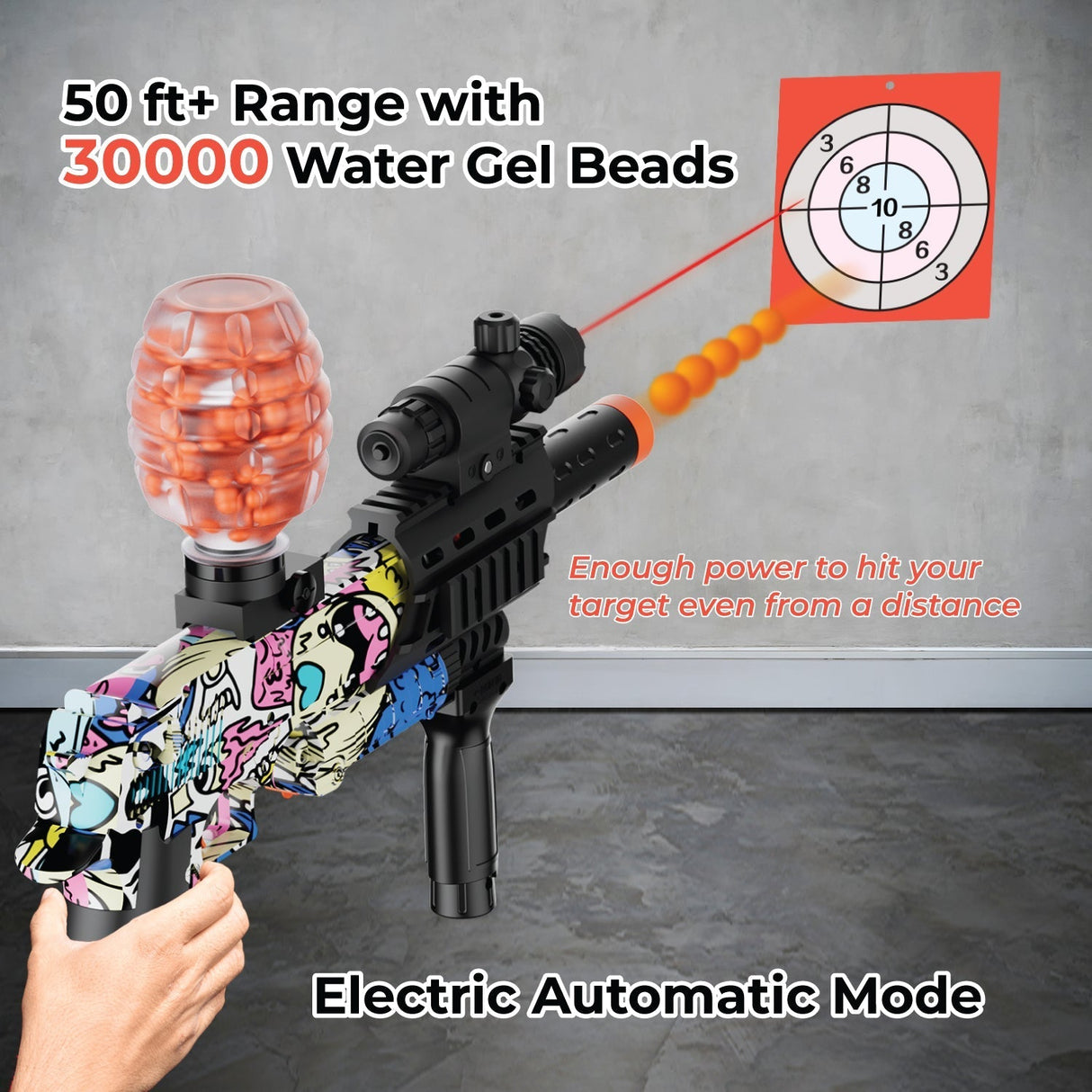 Contixo GB1 Graffiti Automatic Gel Ball Blaster With 30,000 Gel Beads