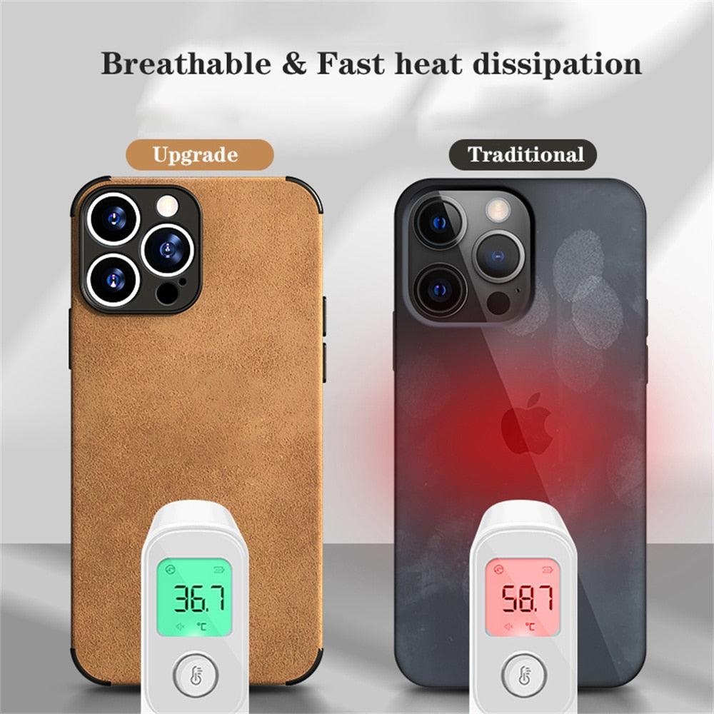 Genuine Vintage Brown Leather Case for iPhone Luxury PU Leather Case For iPhone 13 12 11 14 Pro Max Mini XR XS X 8 7 Plus SE Soft Silicon Shockproof Phone Cover