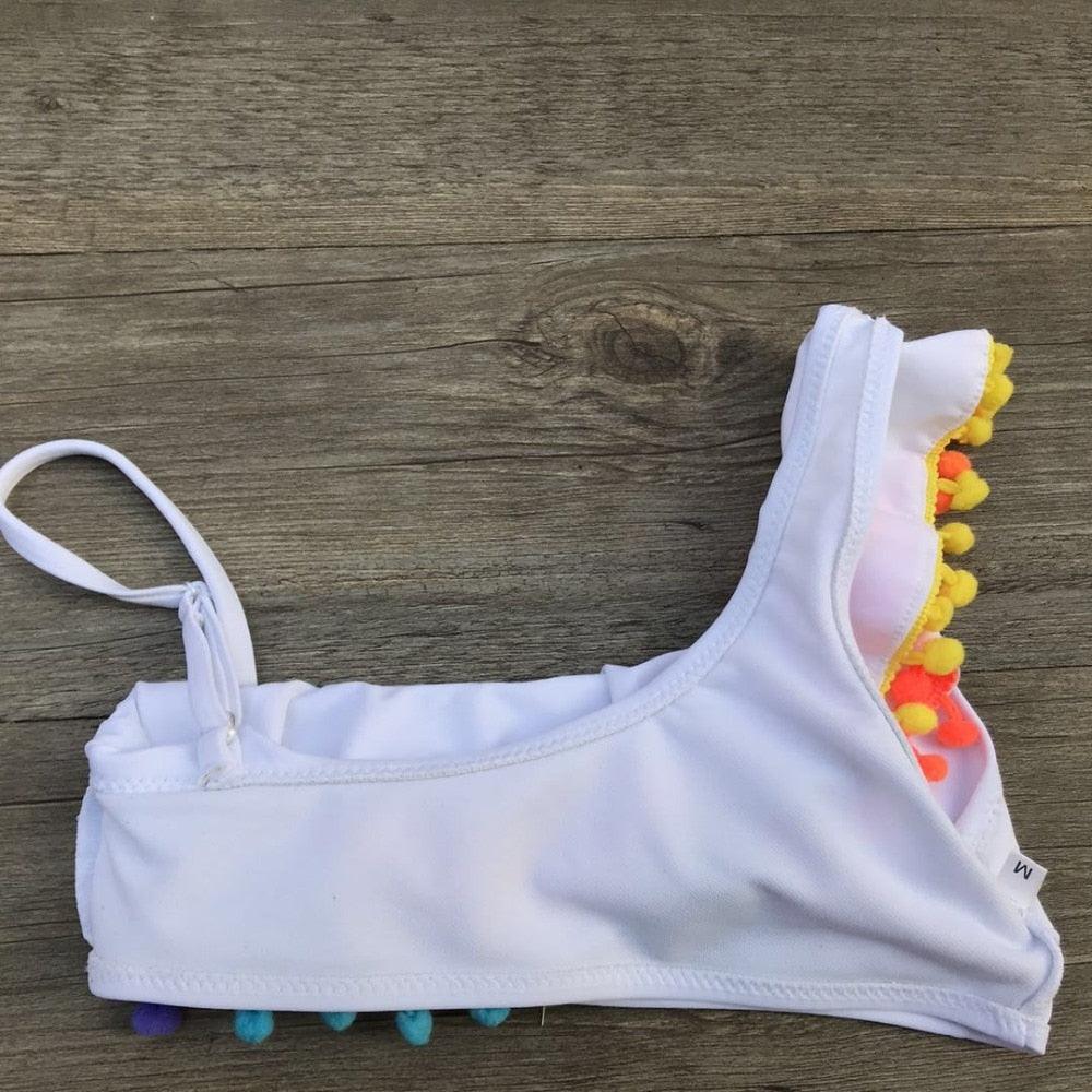 Girls Split Swimsuits Cute Shoulder Swimsuit Toddler Baby Girls 2 Piece Swimsuit Kids Bathing Beach Sun Suit Children Swimwear Bikini Set Girl Swimming Clothes Kids Bathing Suit Beachwear For Summer