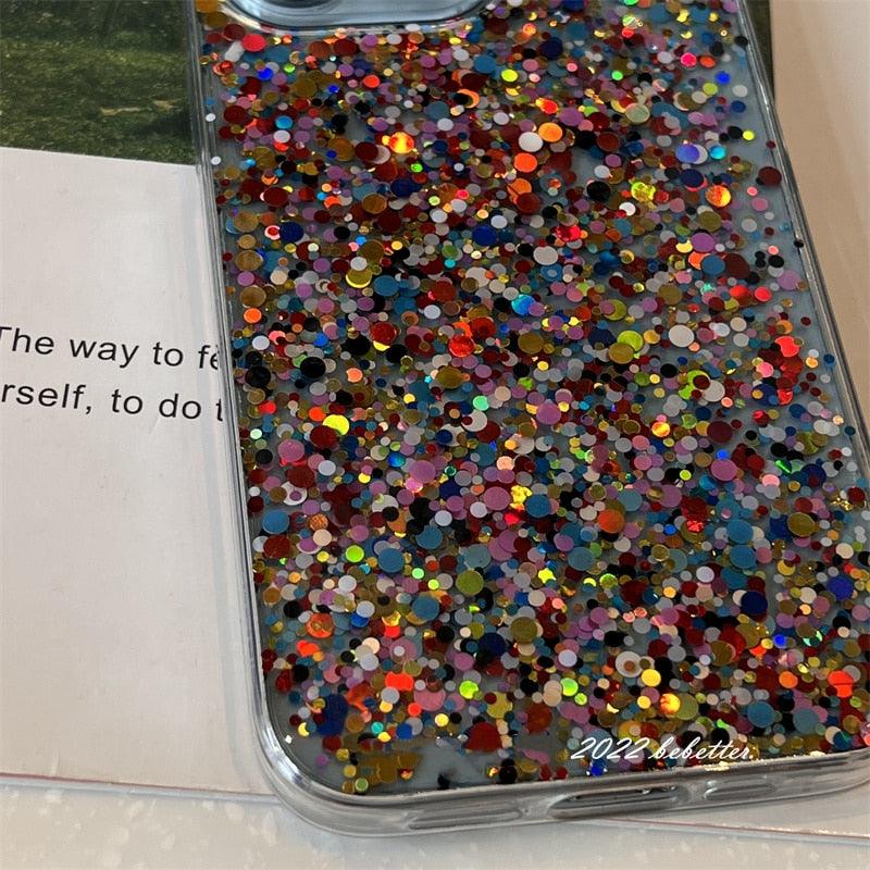 Glitter Sequins Slim Phone Case For iPhone 11 12 13 X XR XS Max 7 8 Plus Shining Clear Soft Silicone Cover Glitter Camera Lens Case, Cute Shiny Diamond Slim Clear Back Cover and Matte Cushioned Silicone Shockproof Case
