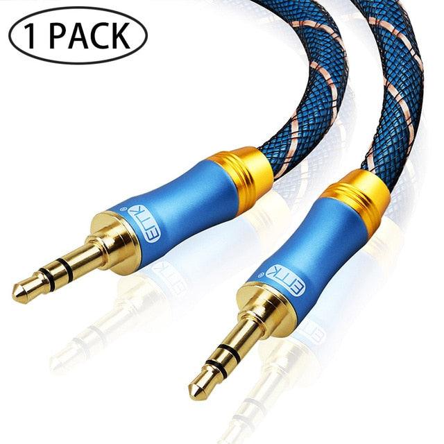 Gold Plated 3.5mm Audio Aux Cable For Car Headphone Speaker Mobile Phone