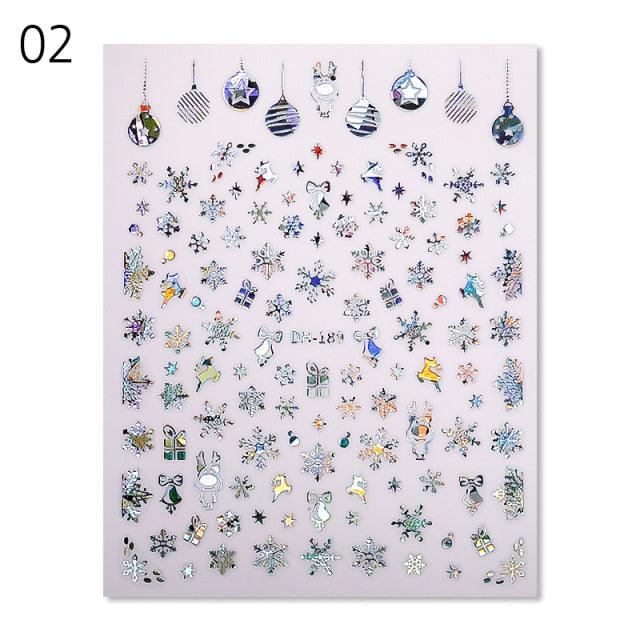 Gold Silver White Snowflakes 3D Nail Stickers Iridescent Self Adhesive Transfer Decals Manicures Art Decoration Slider Nails Decals Sticker Hot Sexy Girl Tip Back Glue Decal Cool Lollipop Self Adhesive Acrylic Tips Tool Decoration