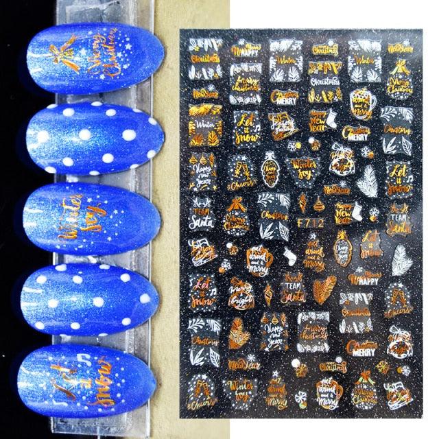 Gold Silver White Snowflakes 3D Nail Stickers Iridescent Self Adhesive Transfer Decals Manicures Art Decoration Slider Nails Decals Sticker Hot Sexy Girl Tip Back Glue Decal Cool Lollipop Self Adhesive Acrylic Tips Tool Decoration