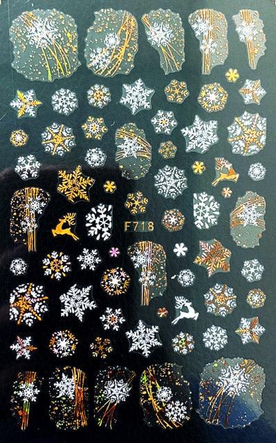 Gold Silver White Snowflakes 3D Nail Stickers Iridescent Self Adhesive Transfer Decals Manicures Art Decoration Slider Nails Decals Sticker Hot Sexy Girl Tip Back Glue Decal Cool Lollipop Self Adhesive Acrylic Tips Tool Decoration