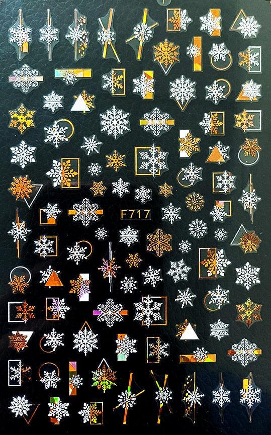 Gold Silver White Snowflakes 3D Nail Stickers Iridescent Self Adhesive Transfer Decals Manicures Art Decoration Slider Nails Decals Sticker Hot Sexy Girl Tip Back Glue Decal Cool Lollipop Self Adhesive Acrylic Tips Tool Decoration