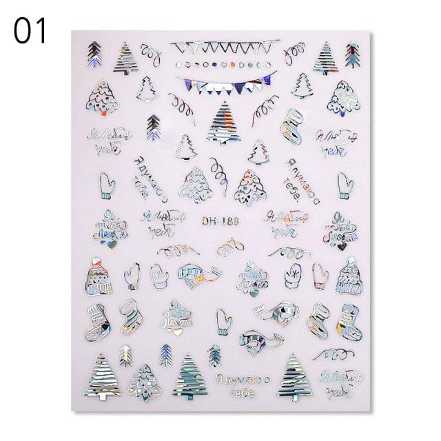 Gold Silver White Snowflakes 3D Nail Stickers Iridescent Self Adhesive Transfer Decals Manicures Art Decoration Slider Nails Decals Sticker Hot Sexy Girl Tip Back Glue Decal Cool Lollipop Self Adhesive Acrylic Tips Tool Decoration