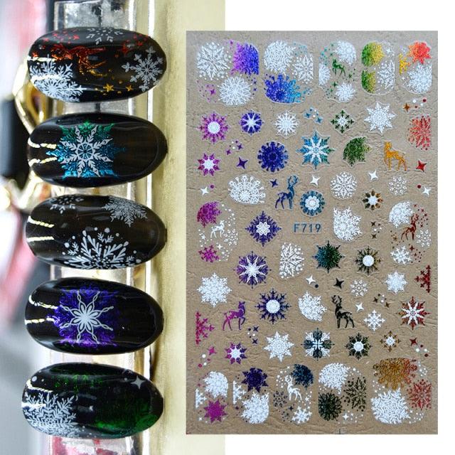 Gold Silver White Snowflakes 3D Nail Stickers Iridescent Self Adhesive Transfer Decals Manicures Art Decoration Slider Nails Decals Sticker Hot Sexy Girl Tip Back Glue Decal Cool Lollipop Self Adhesive Acrylic Tips Tool Decoration