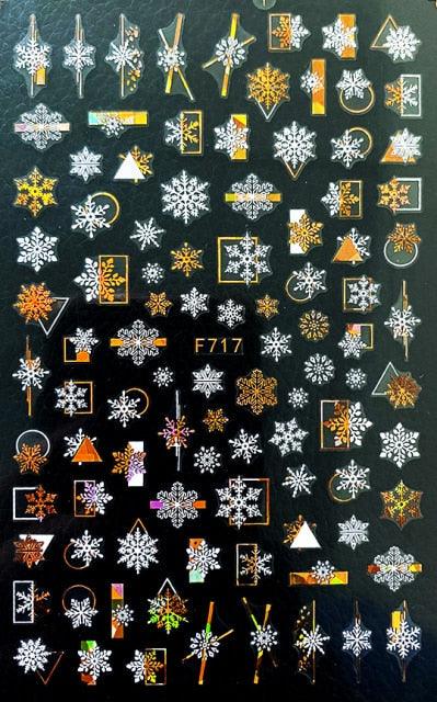 Gold Silver White Snowflakes 3D Nail Stickers Iridescent Self Adhesive Transfer Decals Manicures Art Decoration Slider Nails Decals Sticker Hot Sexy Girl Tip Back Glue Decal Cool Lollipop Self Adhesive Acrylic Tips Tool Decoration