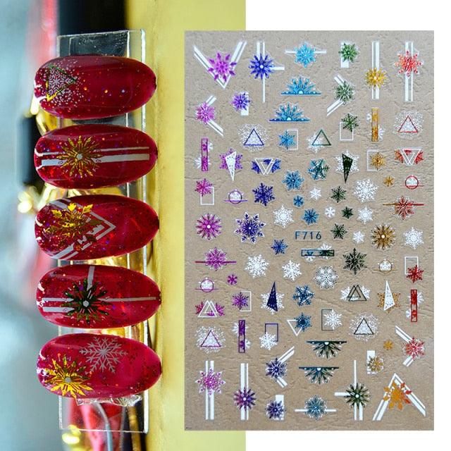 Gold Silver White Snowflakes 3D Nail Stickers Iridescent Self Adhesive Transfer Decals Manicures Art Decoration Slider Nails Decals Sticker Hot Sexy Girl Tip Back Glue Decal Cool Lollipop Self Adhesive Acrylic Tips Tool Decoration