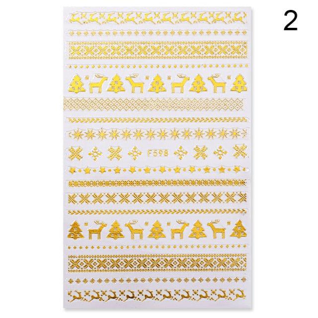 Gold Silver White Snowflakes 3D Nail Stickers Iridescent Self Adhesive Transfer Decals Manicures Art Decoration Slider Nails Decals Sticker Hot Sexy Girl Tip Back Glue Decal Cool Lollipop Self Adhesive Acrylic Tips Tool Decoration