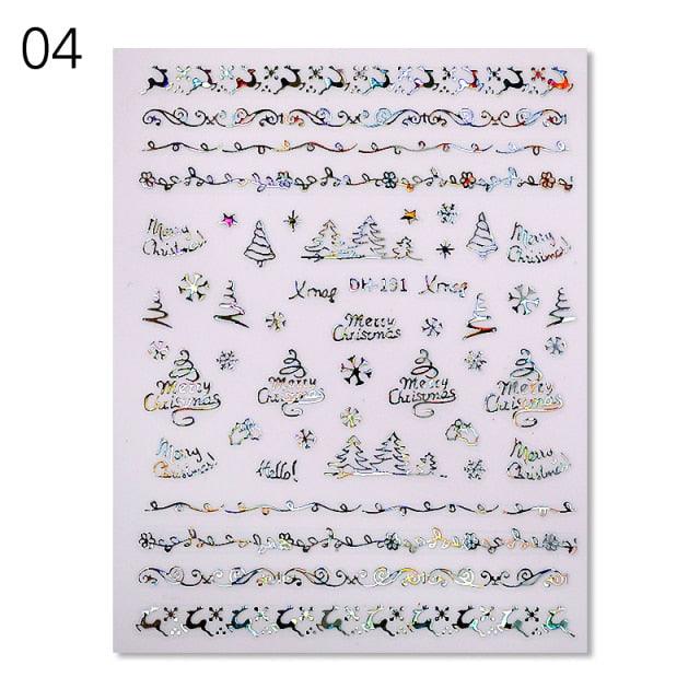 Gold Silver White Snowflakes 3D Nail Stickers Iridescent Self Adhesive Transfer Decals Manicures Art Decoration Slider Nails Decals Sticker Hot Sexy Girl Tip Back Glue Decal Cool Lollipop Self Adhesive Acrylic Tips Tool Decoration