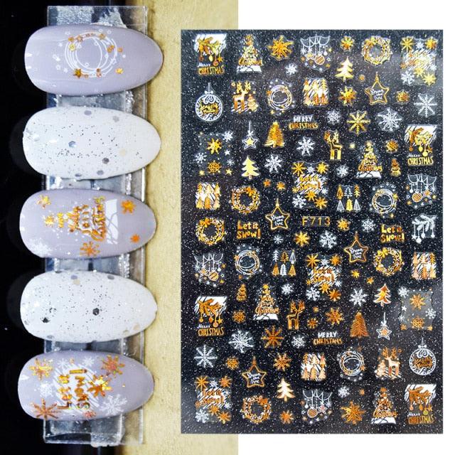 Gold Silver White Snowflakes 3D Nail Stickers Iridescent Self Adhesive Transfer Decals Manicures Art Decoration Slider Nails Decals Sticker Hot Sexy Girl Tip Back Glue Decal Cool Lollipop Self Adhesive Acrylic Tips Tool Decoration
