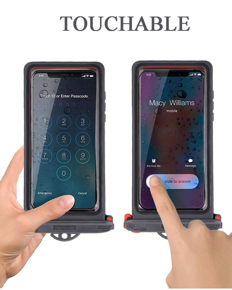 Gray Drop Resistant Waterproof Bag For Mobile Phones Under 6.9 Inches Plastic Mobile Phone Waterproof Case Diving Seal Phone Case Waterproof Pouch Phone Underwater Case 35m
