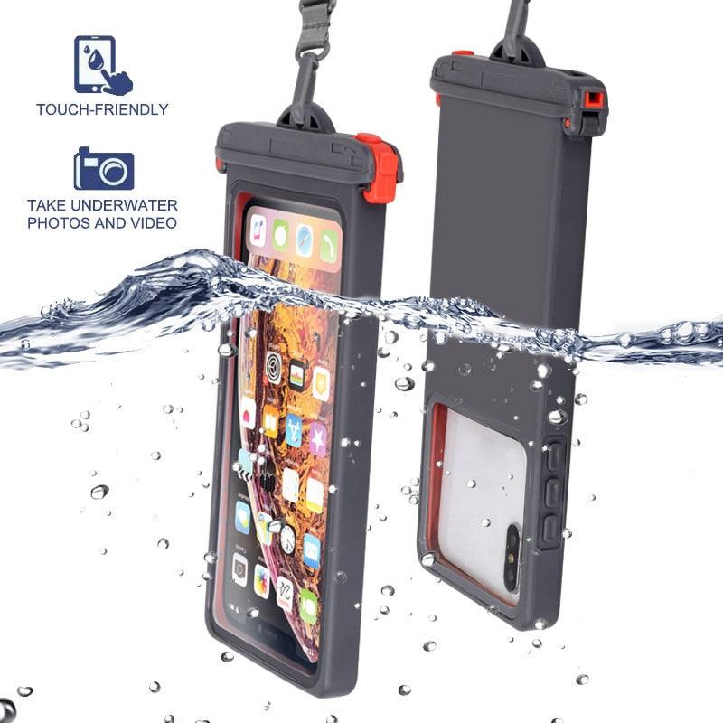 Gray Drop Resistant Waterproof Bag For Mobile Phones Under 6.9 Inches Plastic Mobile Phone Waterproof Case Diving Seal Phone Case Waterproof Pouch Phone Underwater Case 35m