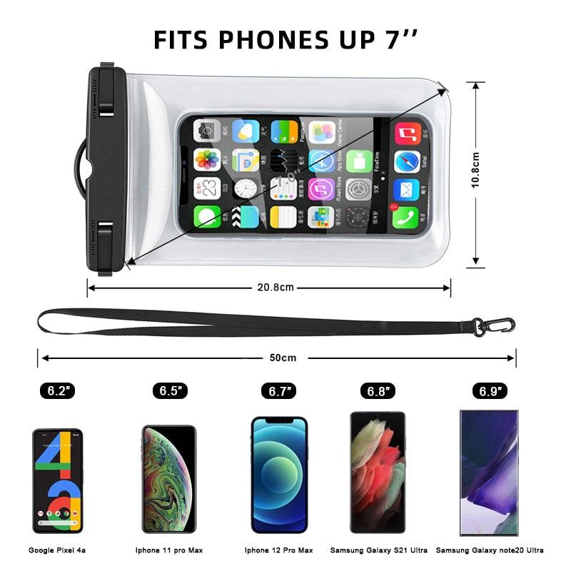 Gray Drop Resistant Waterproof Bag For Mobile Phones Under 6.9 Inches Plastic Mobile Phone Waterproof Case Diving Seal Phone Case Waterproof Pouch Phone Underwater Case 35m