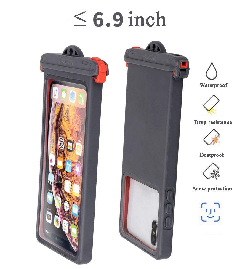 Gray Drop Resistant Waterproof Bag For Mobile Phones Under 6.9 Inches Plastic Mobile Phone Waterproof Case Diving Seal Phone Case Waterproof Pouch Phone Underwater Case 35m