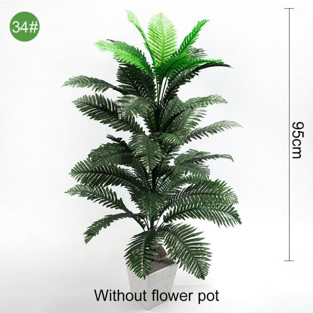 Green Artificial Palm Leaves Plastic Tropical Tree Fake Indoor Outdoor Garden Home Outdoor Decorations