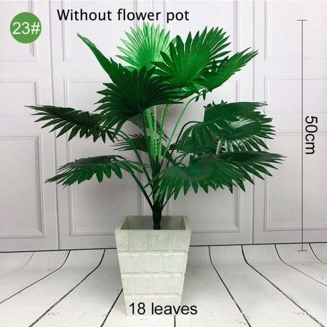 Green Artificial Palm Leaves Plastic Tropical Tree Fake Indoor Outdoor Garden Home Outdoor Decorations