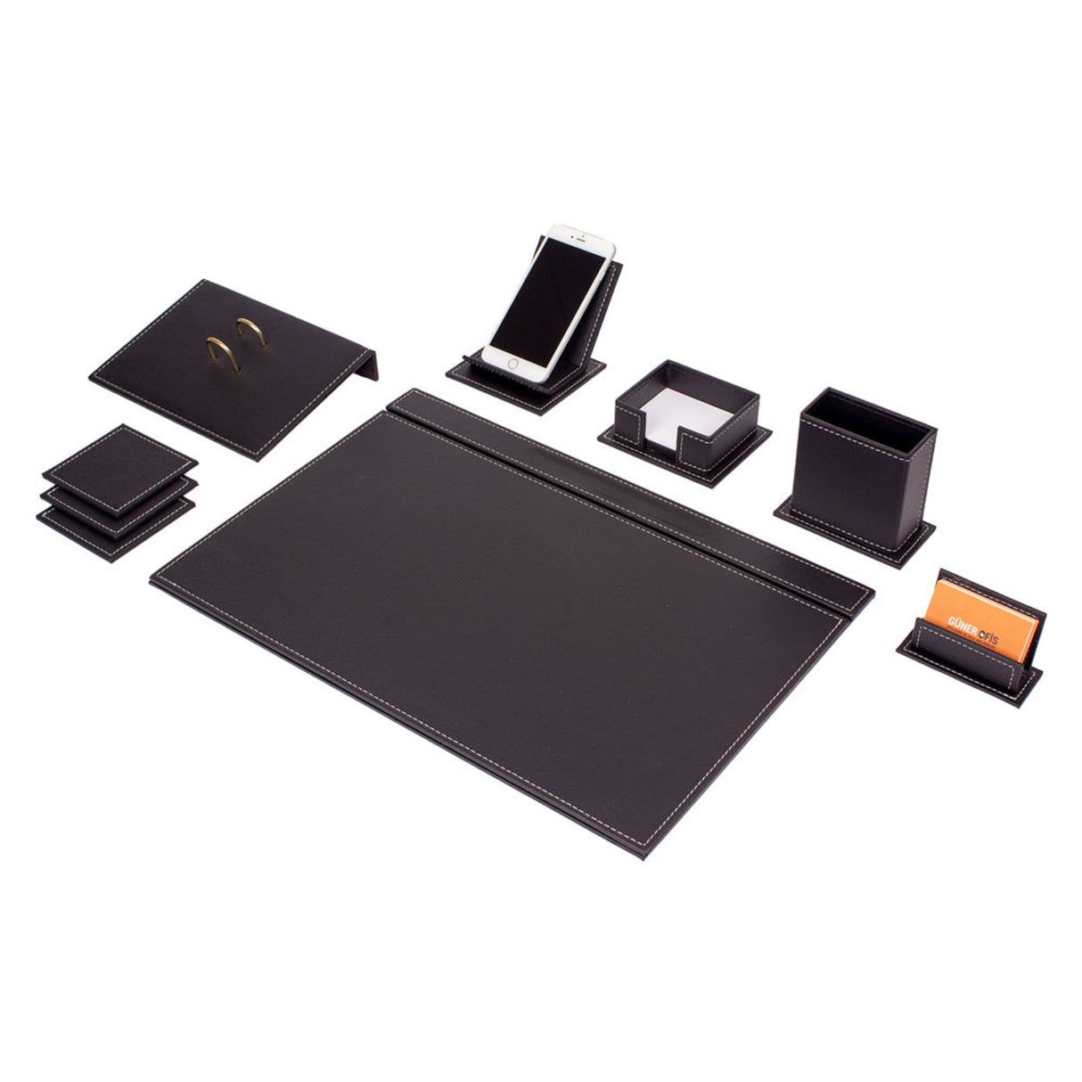 MOOG Luxury Desk Set-9 Accessories- Black - 9 PCS