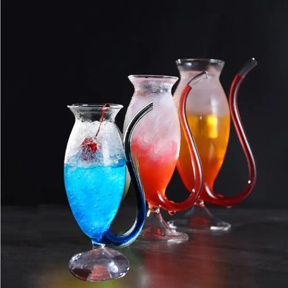 Creative Transparent Glass Vampire Wine Cup with Straw