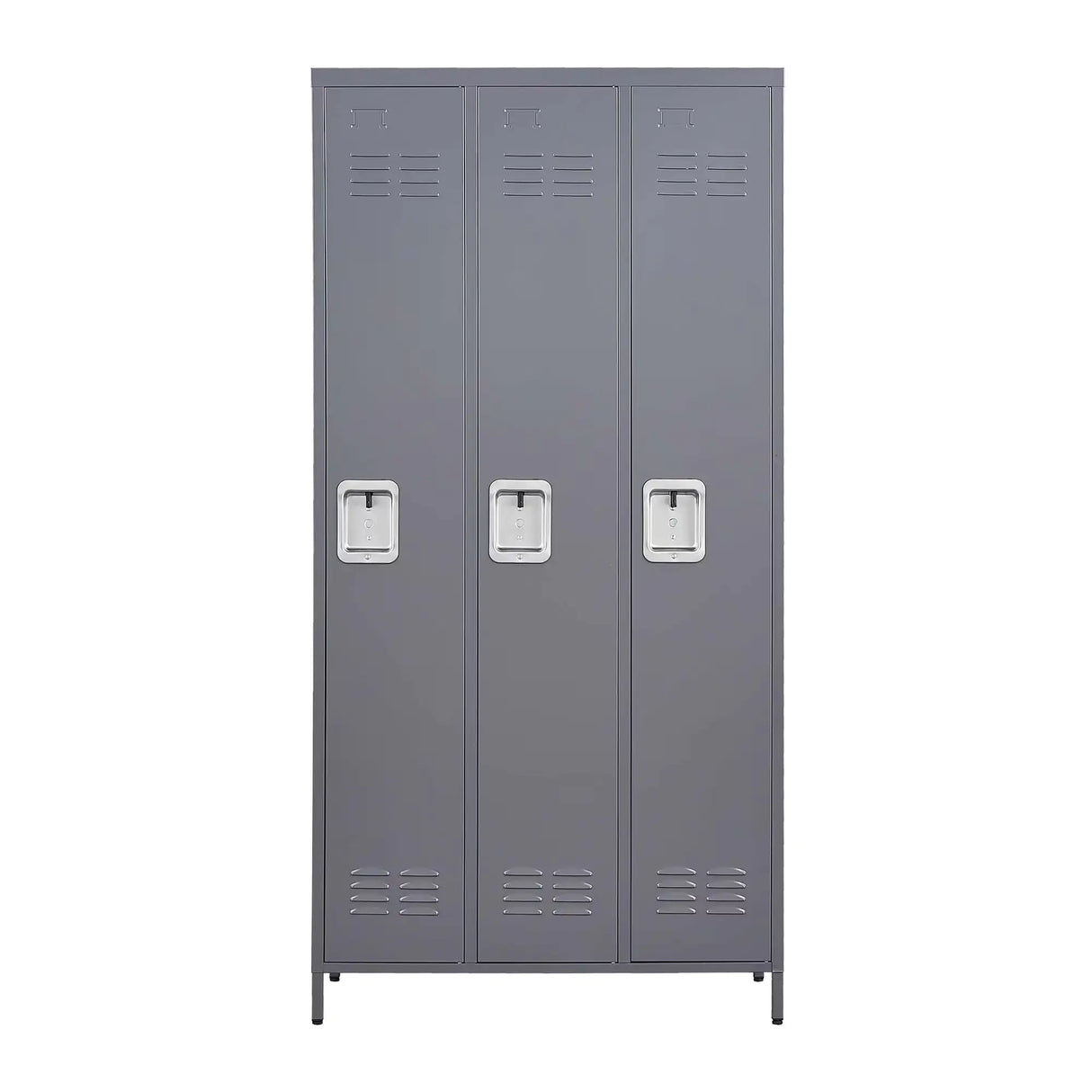 3 Employee Metal Lockers With 72 Inch High Locks, Home Gym Office, School Garage Lockers, Gray