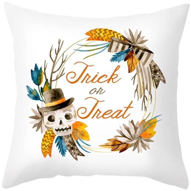 Halloween Cushion Cover Horror Pumpkin Printed Pillow Case Orange And Black Pillow Cover Pumpkin Farmhouse Deco Happy Halloween Decorative Pillow Case For Home 45x45CM