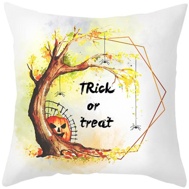 Halloween Cushion Cover Horror Pumpkin Printed Pillow Case Orange And Black Pillow Cover Pumpkin Farmhouse Deco Happy Halloween Decorative Pillow Case For Home 45x45CM