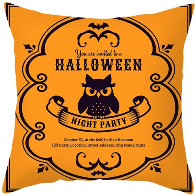 Halloween Cushion Cover Horror Pumpkin Printed Pillow Case Orange And Black Pillow Cover Pumpkin Farmhouse Deco Happy Halloween Decorative Pillow Case For Home 45x45CM