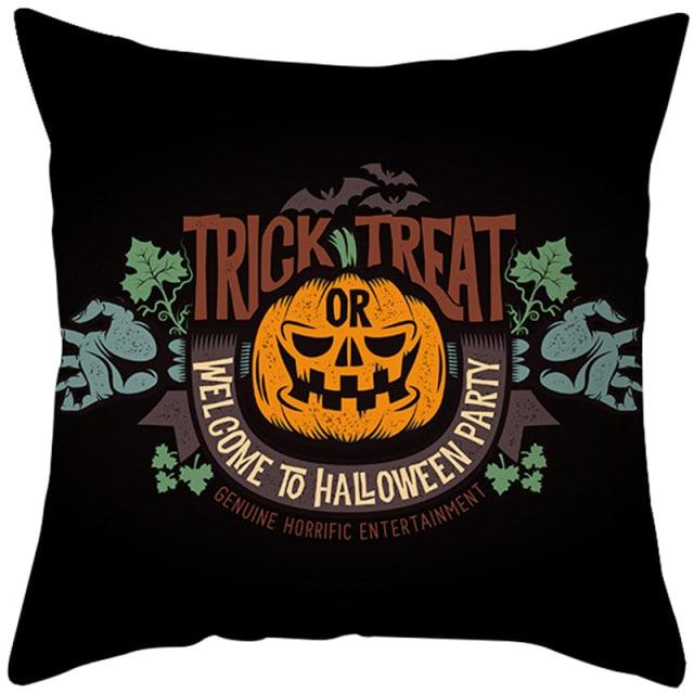 Halloween Cushion Cover Horror Pumpkin Printed Pillow Case Orange And Black Pillow Cover Pumpkin Farmhouse Deco Happy Halloween Decorative Pillow Case For Home 45x45CM