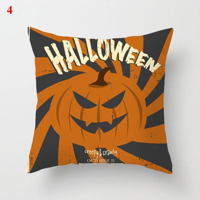 Halloween Cushion Cover Soft Linen Pillow Case Sofa Decoration Pumpkin Printed Pillow Case Orange And Black Pillow Cover For Living Room Car Pillowcase Home Supplies