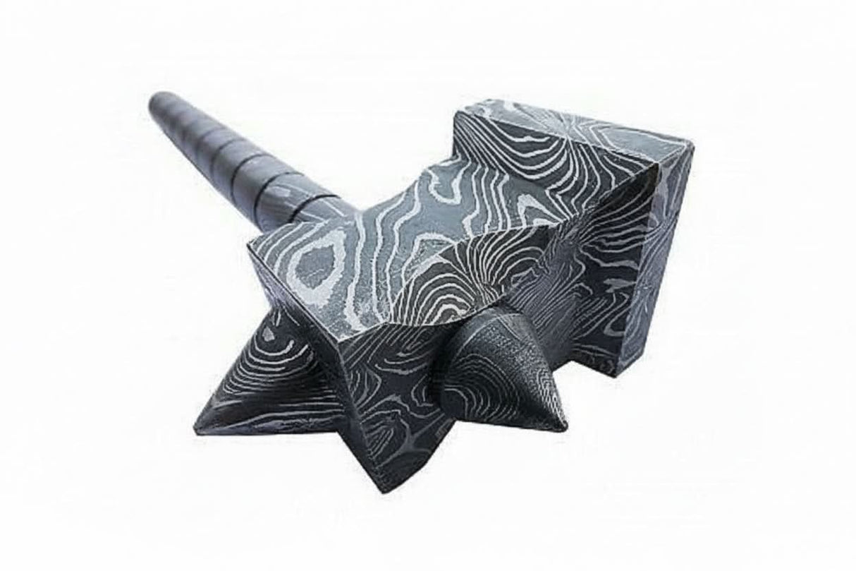 Hand made damascus steel viking hammer
