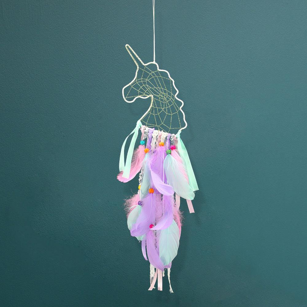 Handmade Dream Catchers Flower For Kids Unicorn Dream Catcher Ornament Feather Wall Decor For Girls Bedroom Flower Wall Hanging Decoration Flower Dream Catcher