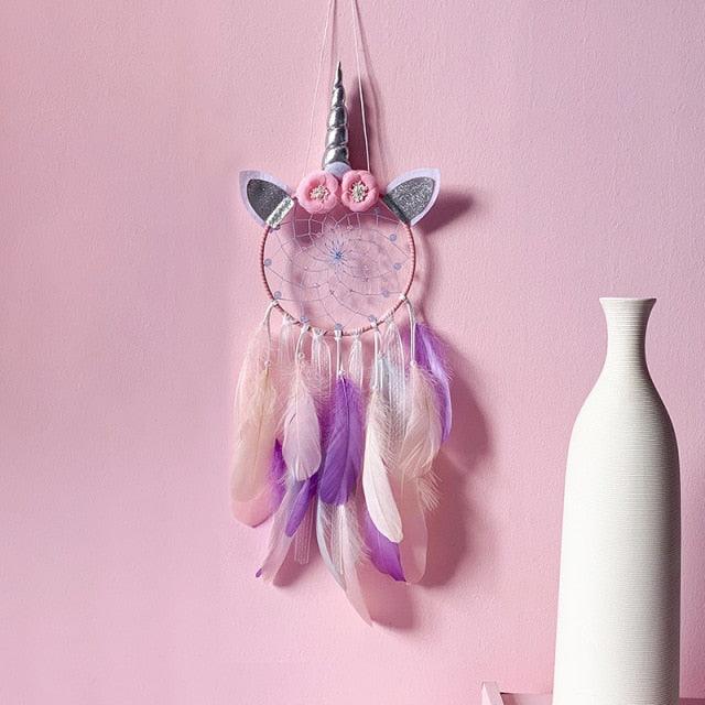 Handmade Dream Catchers Flower For Kids Unicorn Dream Catcher Ornament Feather Wall Decor For Girls Bedroom Flower Wall Hanging Decoration Flower Dream Catcher