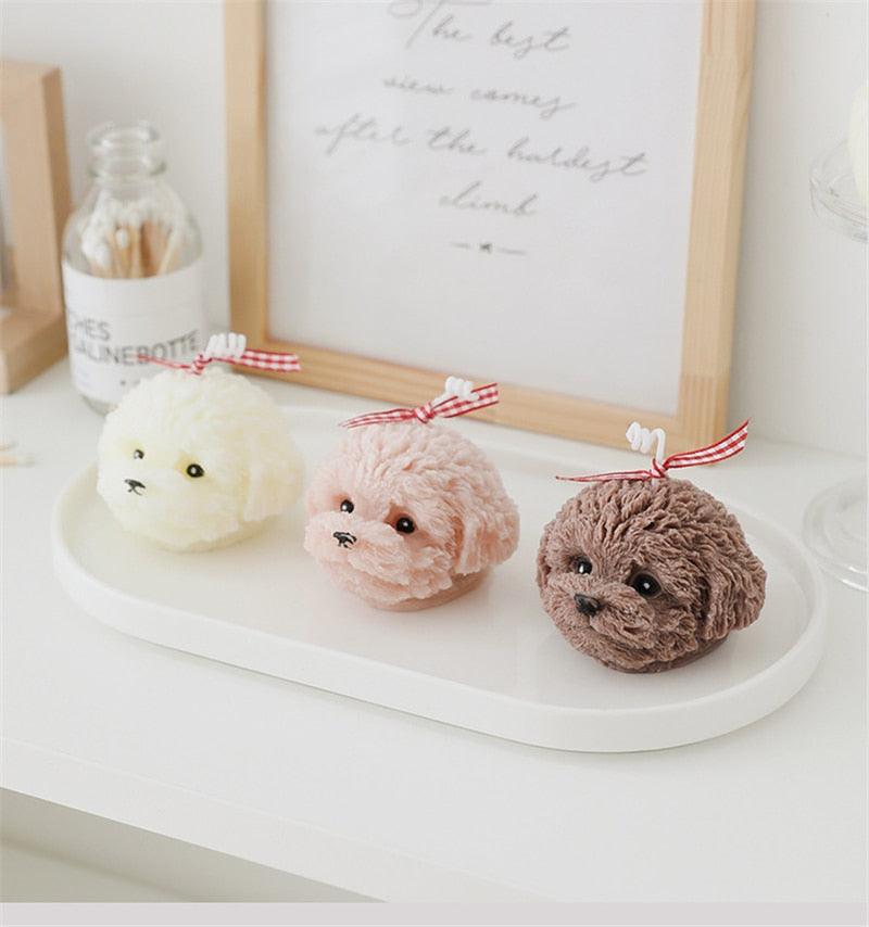 Handmade Scented Candles Creative Teddy Dog Candles Cute Bear Birthday Candles Bear Shaped Cool Candles Scented Funky Candles Aesthetic Candles Birthday Cake Decoration Cake Topper Decor For Baby ShoweAromatherapy Teddy Bear Shape Candle Gift