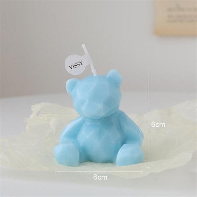 Handmade Scented Candles Creative Teddy Dog Candles Cute Bear Birthday Candles Bear Shaped Cool Candles Scented Funky Candles Aesthetic Candles Birthday Cake Decoration Cake Topper Decor For Baby ShoweAromatherapy Teddy Bear Shape Candle Gift