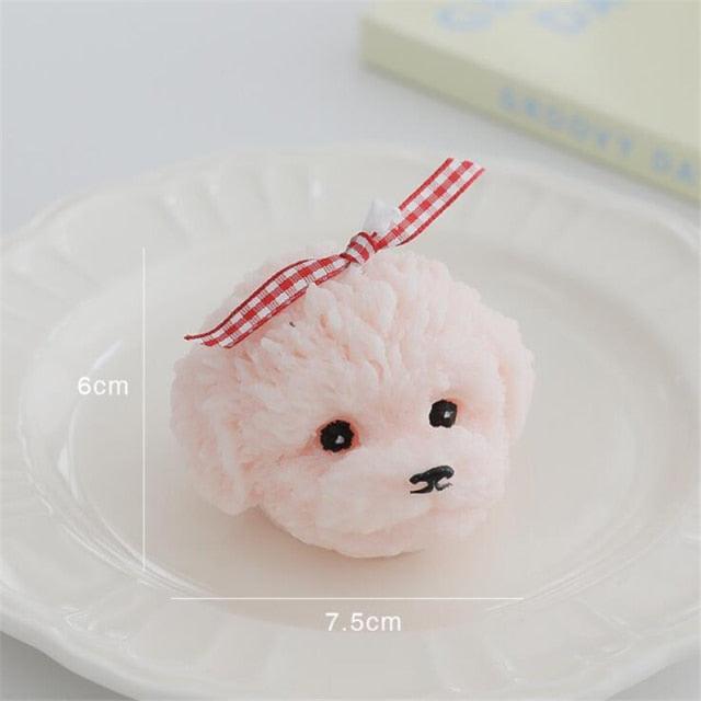 Handmade Scented Candles Creative Teddy Dog Candles Cute Bear Birthday Candles Bear Shaped Cool Candles Scented Funky Candles Aesthetic Candles Birthday Cake Decoration Cake Topper Decor For Baby ShoweAromatherapy Teddy Bear Shape Candle Gift