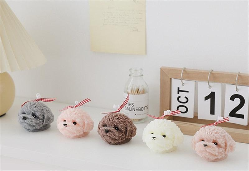 Handmade Scented Candles Creative Teddy Dog Candles Cute Bear Birthday Candles Bear Shaped Cool Candles Scented Funky Candles Aesthetic Candles Birthday Cake Decoration Cake Topper Decor For Baby ShoweAromatherapy Teddy Bear Shape Candle Gift