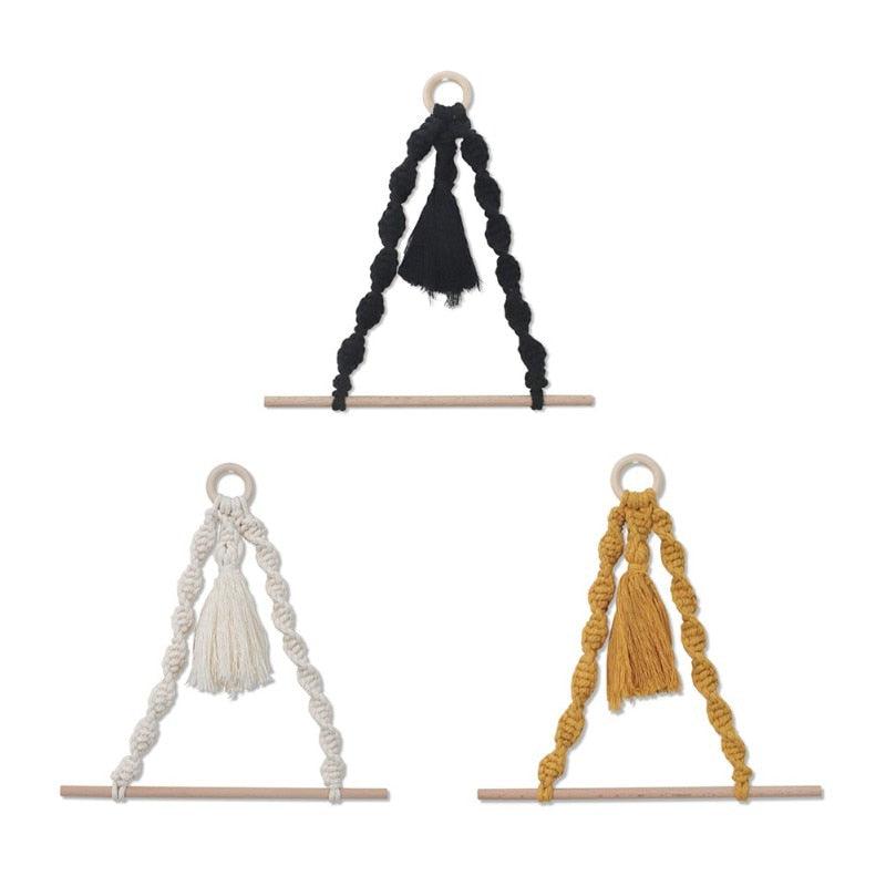 Handmade Wall Art Home Wall Decor Woven Hanging Tapestry Tassel Wind Chimes Wall Hanging Ornaments Hand Macrame Wall For Wall Wedding Living Room Gallery Patio Apartment Yard Decor