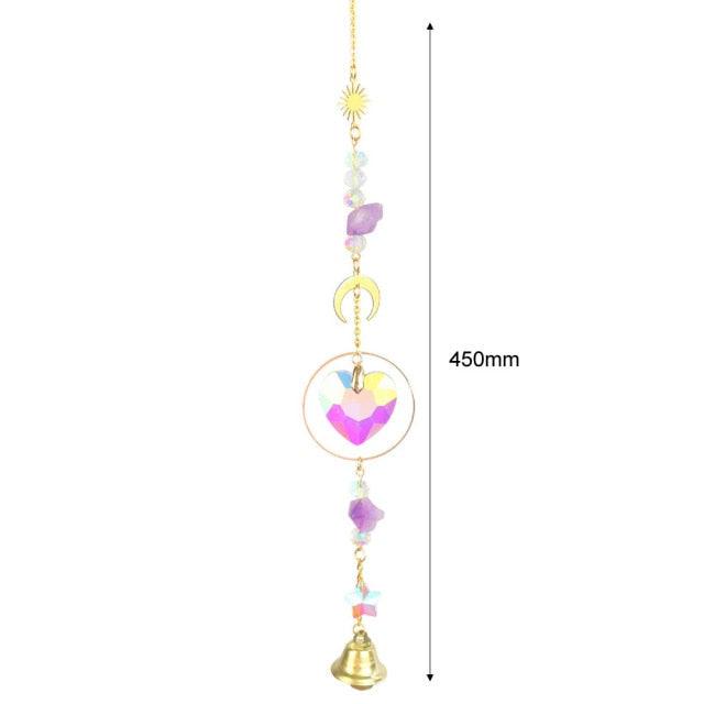 Hanging Sun Catcher Moon Light With Chain Pendant Ornament Crystal Balls Catcher Wind-chime Rainbow Maker Crystal Hanging Window Curtain Chandelier Outdoor Garden Home Decor Christmas Day Party Wedding Decoration