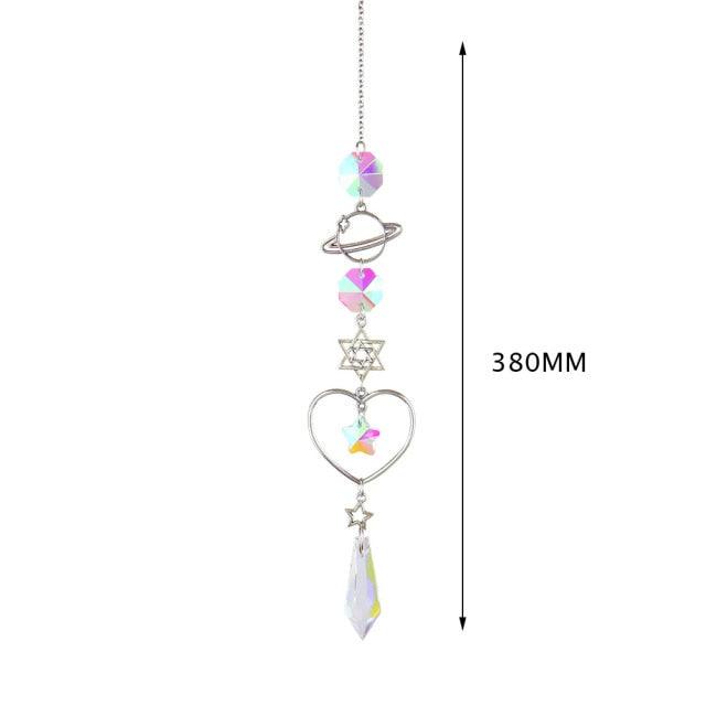 Hanging Sun Catcher Moon Light With Chain Pendant Ornament Crystal Balls Catcher Wind-chime Rainbow Maker Crystal Hanging Window Curtain Chandelier Outdoor Garden Home Decor Christmas Day Party Wedding Decoration