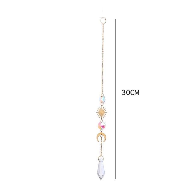 Hanging Sun Catcher Moon Light With Chain Pendant Ornament Crystal Balls Catcher Wind-chime Rainbow Maker Crystal Hanging Window Curtain Chandelier Outdoor Garden Home Decor Christmas Day Party Wedding Decoration
