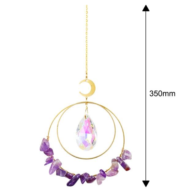 Hanging Sun Catcher Moon Light With Chain Pendant Ornament Crystal Balls Catcher Wind-chime Rainbow Maker Crystal Hanging Window Curtain Chandelier Outdoor Garden Home Decor Christmas Day Party Wedding Decoration