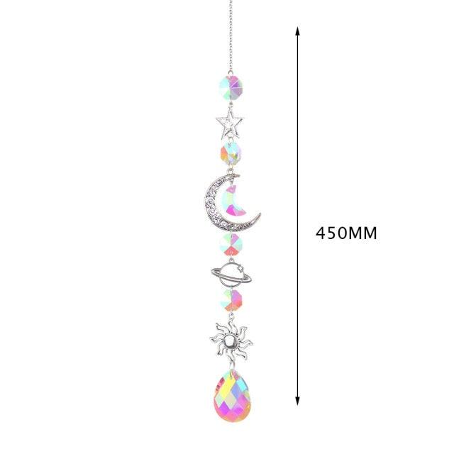 Hanging Sun Catcher Moon Light With Chain Pendant Ornament Crystal Balls Catcher Wind-chime Rainbow Maker Crystal Hanging Window Curtain Chandelier Outdoor Garden Home Decor Christmas Day Party Wedding Decoration
