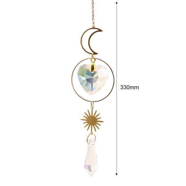 Hanging Sun Catcher Moon Light With Chain Pendant Ornament Crystal Balls Catcher Wind-chime Rainbow Maker Crystal Hanging Window Curtain Chandelier Outdoor Garden Home Decor Christmas Day Party Wedding Decoration